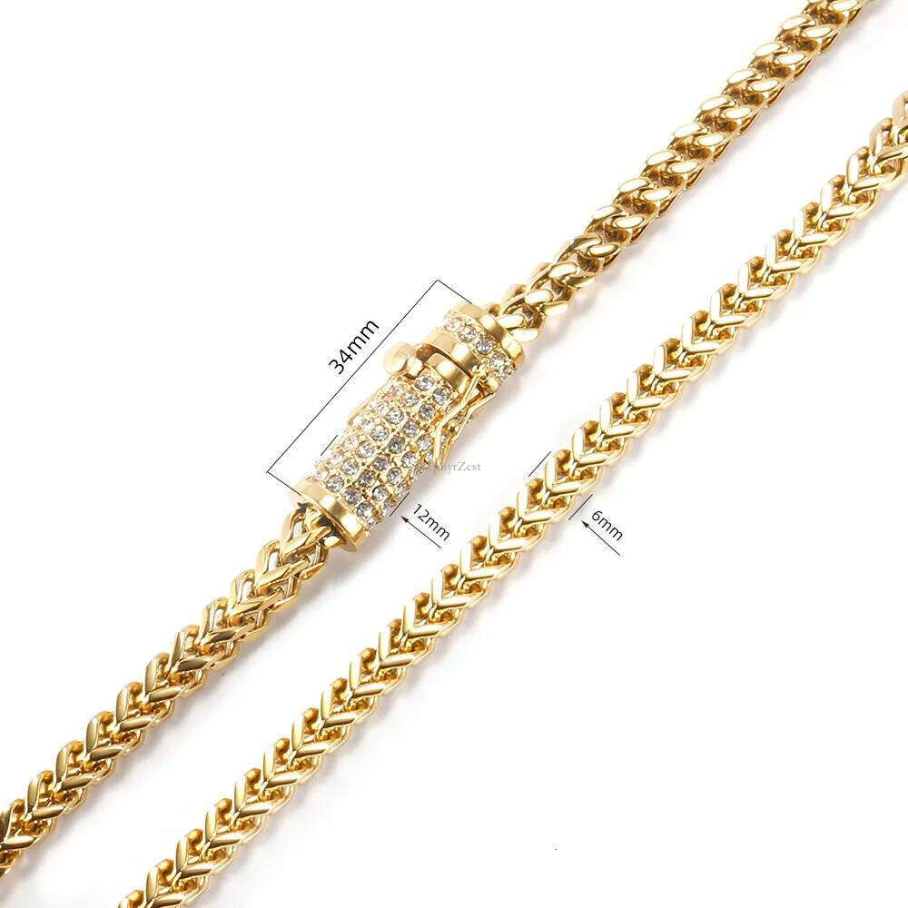 cuban link chains necklaces designer necklace for men Circular buckle wih dia sainless seel non arnish plaed gold chain 6mm wide hip hop rapper jewelr
