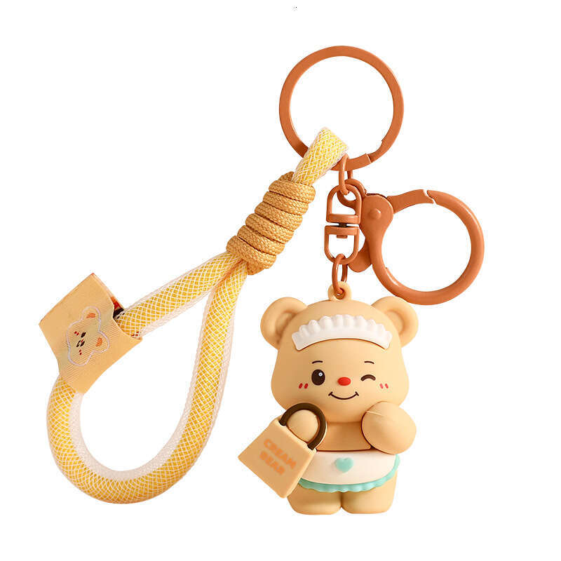 Free shipping Graceful Genuine Creative Cartoon Butter Bear Plush Pendant Keychain Couple Bag Charm Small Gift