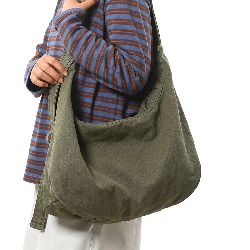 Casual Crossbody Bag Retro Large Capacity Canvas Bag Durable Zipper Closure for Commute Travel Shopping 250809