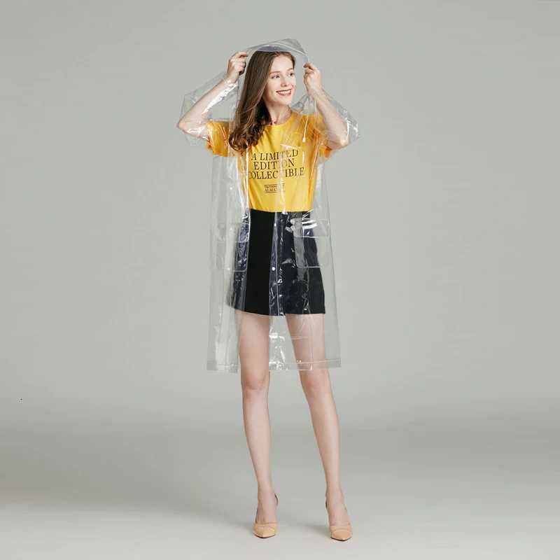 Reusable Transparent Raincoat Women Men Poncho With Hood Hiking Outdoors Fishing Raincoat EVA Plastic Waterproof Raincoats Y250814