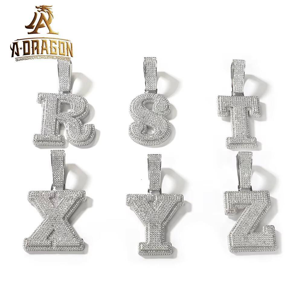 Iced Out Custom Hip Hop Jewelry Men Letter M Pendant 925 Sterling Silver VVS Moissanite Diamond Number Name Initial Pendant