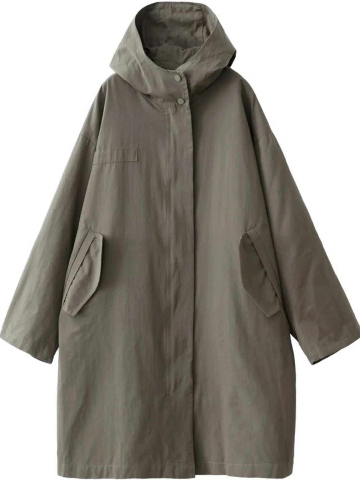 Loose Casual Hooded Womens Coat Korean Sle MidLength Windbreaker Outerwear Autumn Winter Arrival Single Tag Label 250805