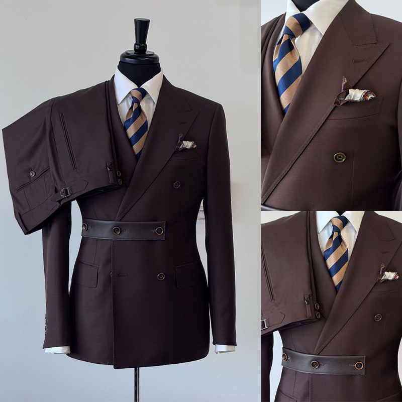 High Quality Men's Suit Slim Fit Double Breasted Groom Wedding Party Tuxedo Formal Business Men's Clothing Customized