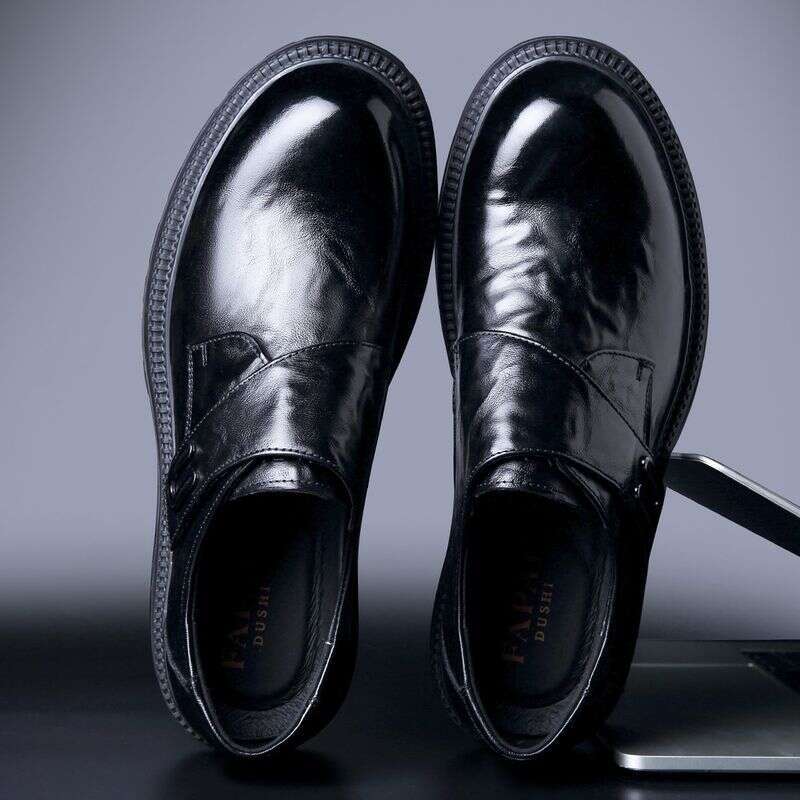 2025 New Men's High-end Shoes With One Foot Kick, Le Fu Shoe Toe Layer, Cowhide Casual Business Leather Shoes, Wedding