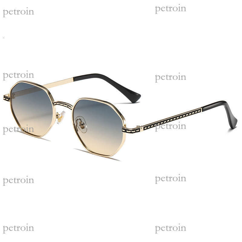 Fashion Polygon Gradient Sunset Metal Unisex Versatile UV Protection Sunglasses