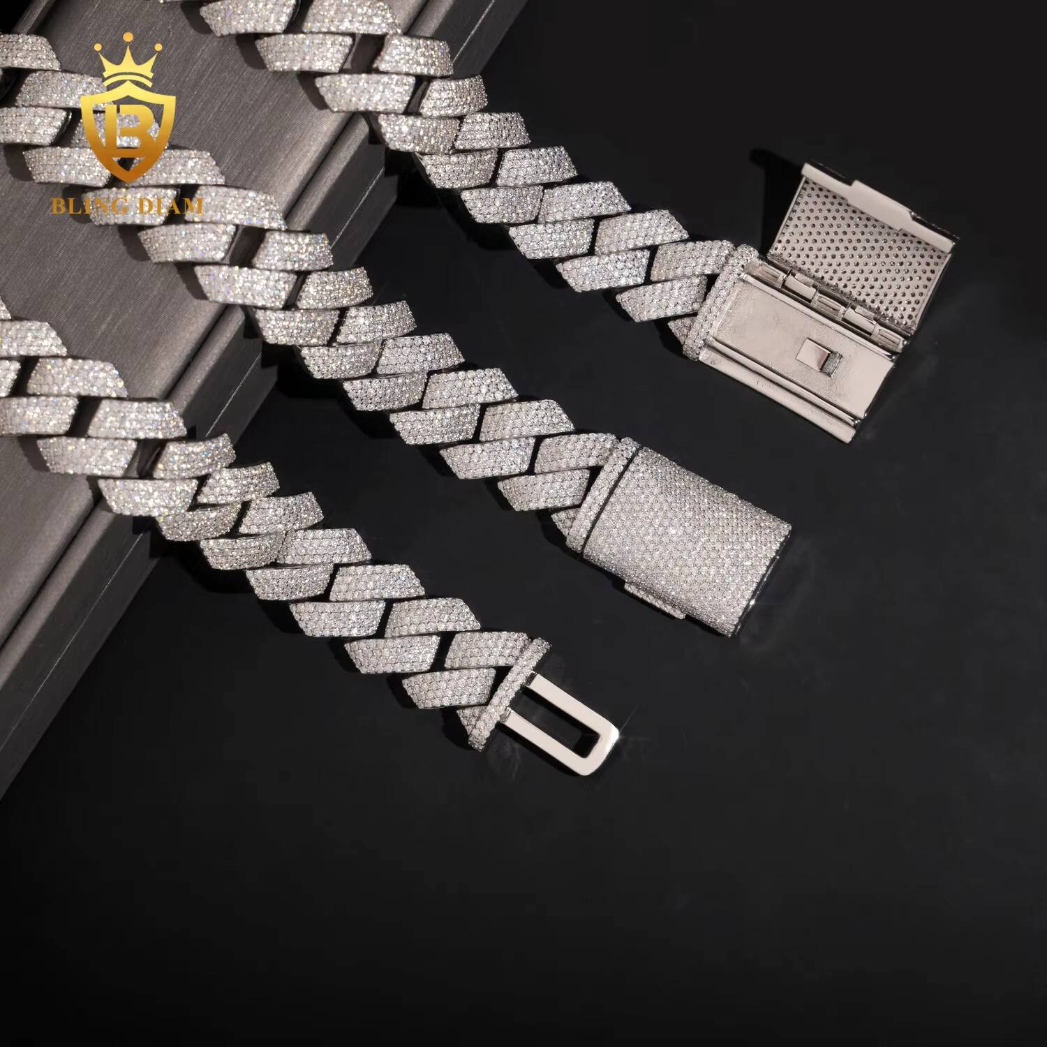 GRA Certified Classic 18mm 4 Rows Miami Hip Hop Jewelry VVS Moissanite Jewelry Necklace Cuban Link Chain for Men