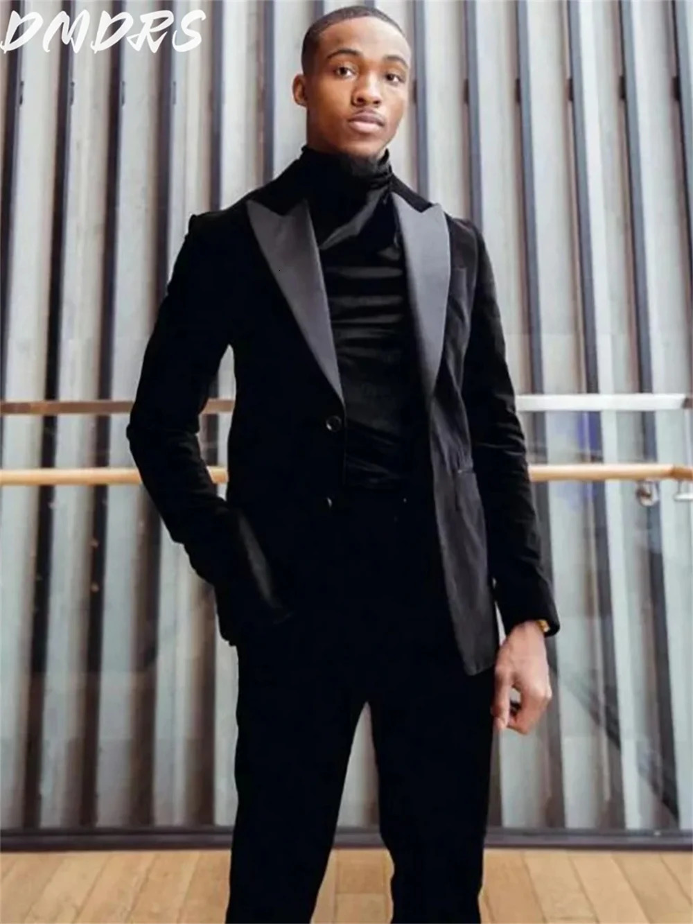 Classic Velvet Men Suits Slim Fit Groomsmen Wedding Tuxedos 2 Pieces Sets Black Peaked Lapel Blazers Formal Suit With Jacket And 250811