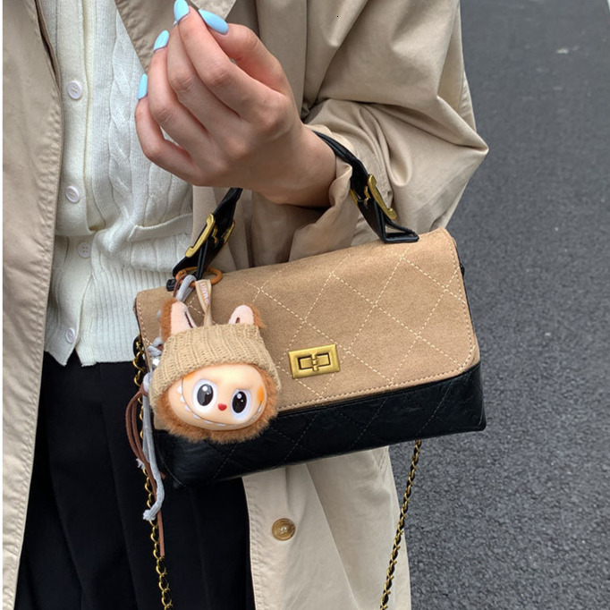 Luxury Retro Frosted Women's Handbag Free Shipping Designer Diamond Grid Splicing Chain Small Square Bag New Single Shoulder Crossbody Bag Casual