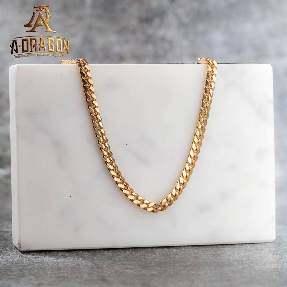 Custom VVS Moissanite Diamond Clasp 18K Gold Filled 6-18mm Silver Miami Cuban Link Chain