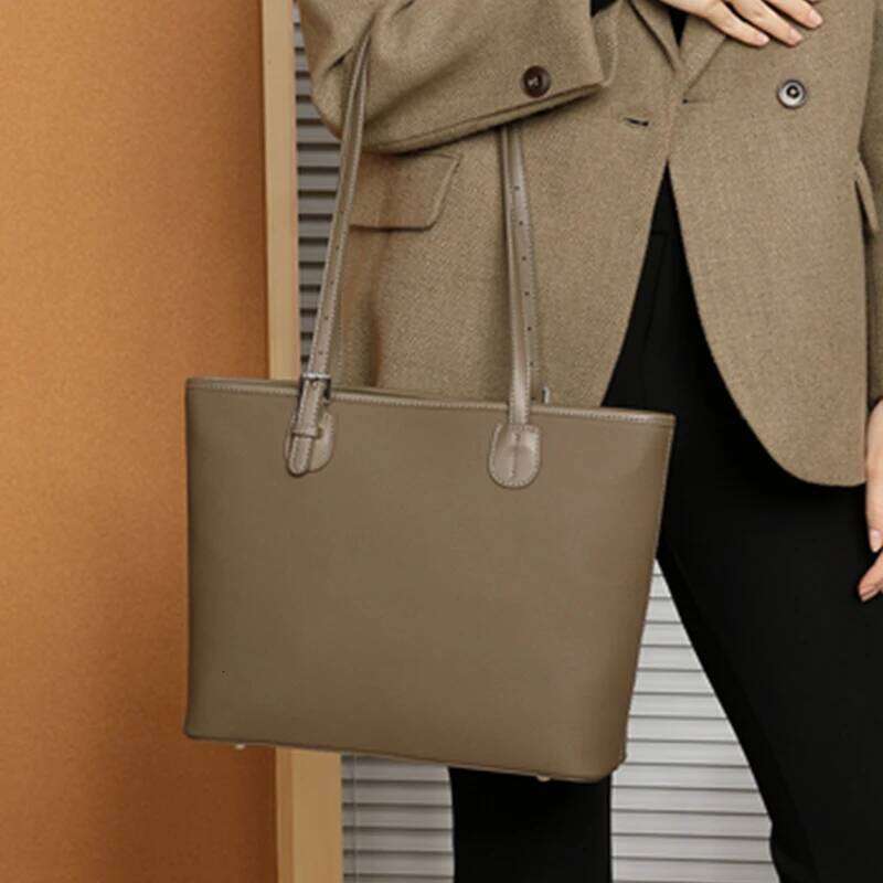 Burminsa Cowhide Genuine Leather Large Tote For Women 2025 Designer Shopping Shoulder Bags Big Work Ladies Handbags 20250815