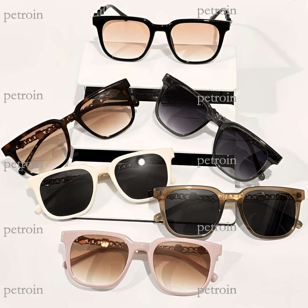 24 New Large Frame Chain with Rhinestones Personality Internet Celebrity Women's Sunglasses Fashion Trend Blue Light Blocking Non-Prescription Gl