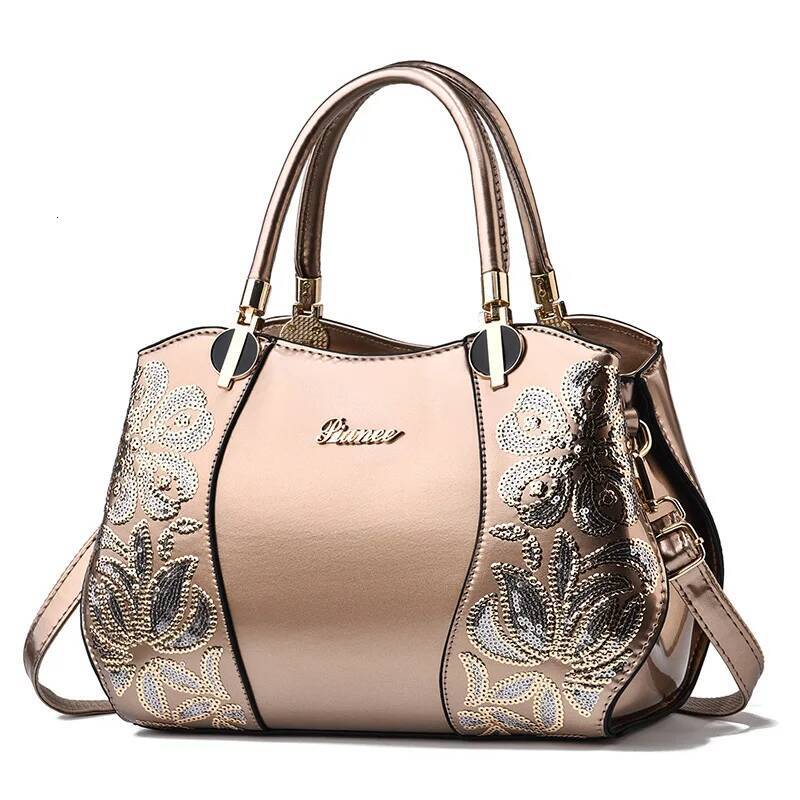 Ladies' Handbag, Shiny Leather, Elegant Boston Bag, Fashionable And Versatile, Large Capacity Shoulder Bag