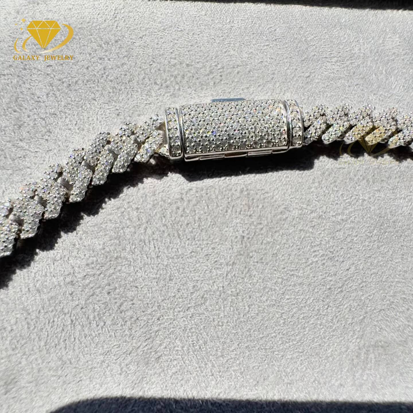 Hip Hop 925 Solid Silver 18K Gold Plated 2 Rows Moissanite Diamond Iced Out 12mm Cuban Link Chain Necklace Bracelet Rapper Men