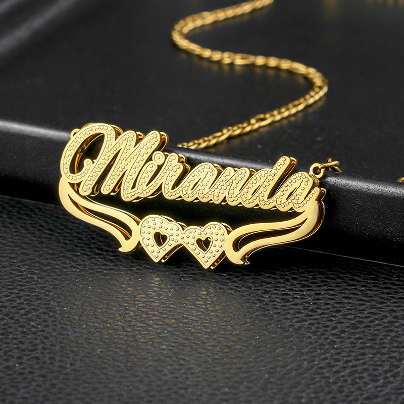 Name Necklace Personalized Double-layer 3D Necklace With Customized Name Stainless Steel Jewelry 241025