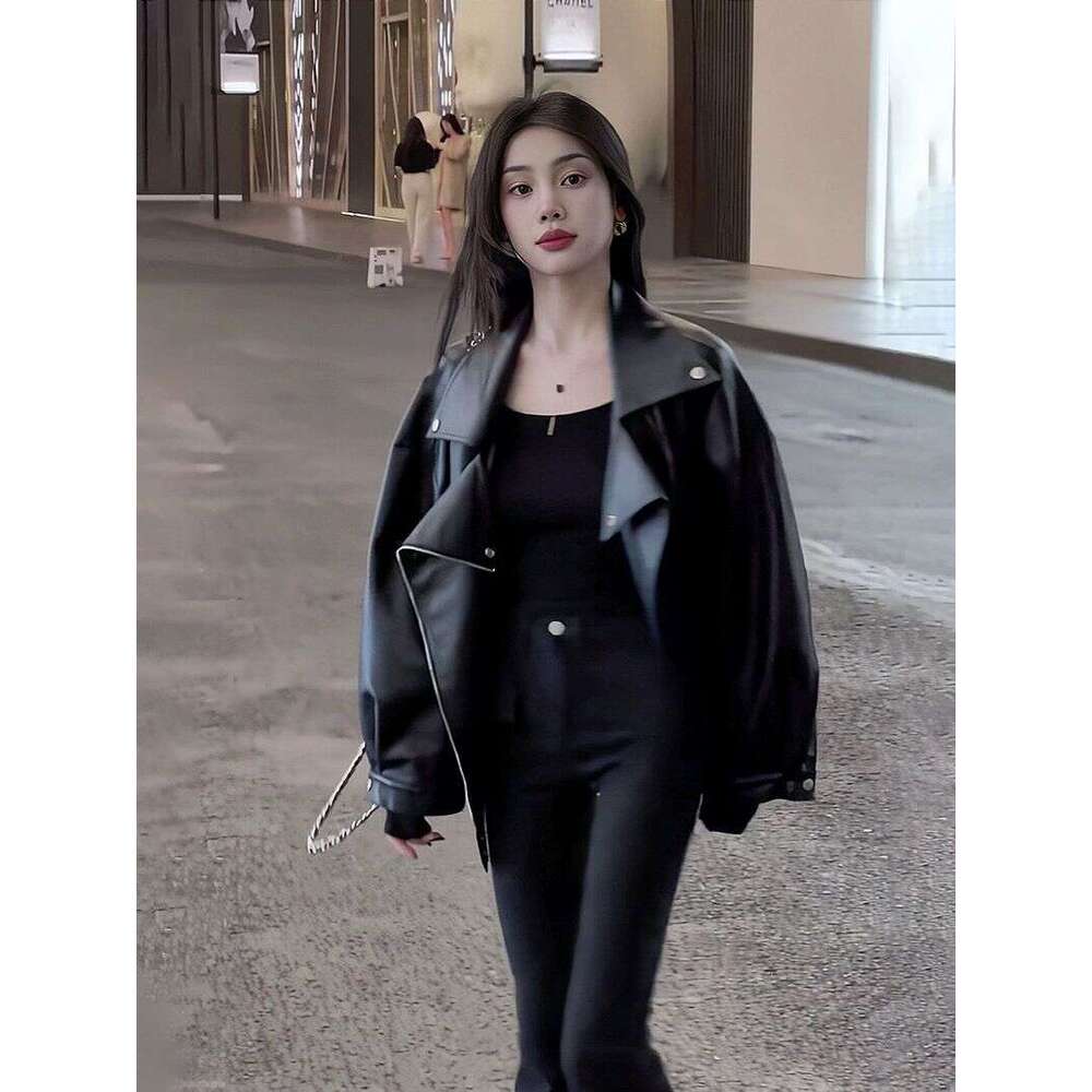 Spring And Autumn New Leather Women's Korean Version Loose Casual Motorcycle Jacket Slimming College Style