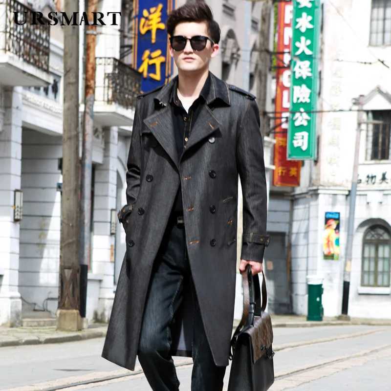 Denim Long Trench Coat Mens Over The Knee Double Breasted British Autumn And Winter Thickened Warm Retro Classic Mens Windbrea W250815