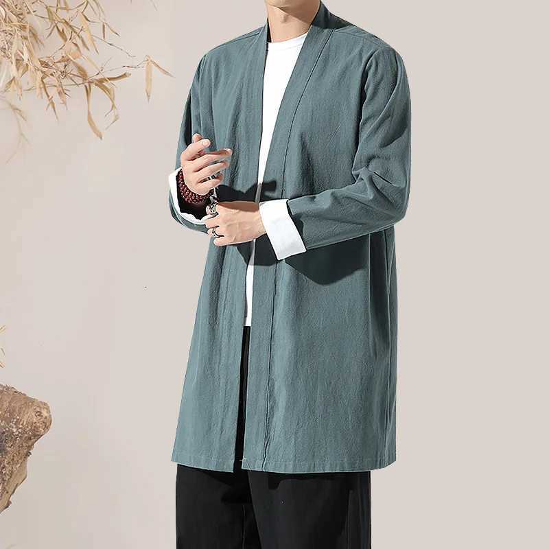Mens Trench Coat Jacket Plus Size 4XL 5XL Kimono Casual Long Cardigan Jacket Male Solid Autumn Outerwear Tops Mens Jacket W250815