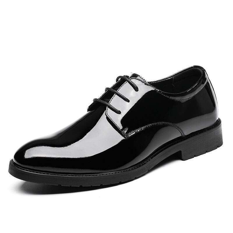 New dress bright patent men business British style pointy wedding party performance leather men's shoes