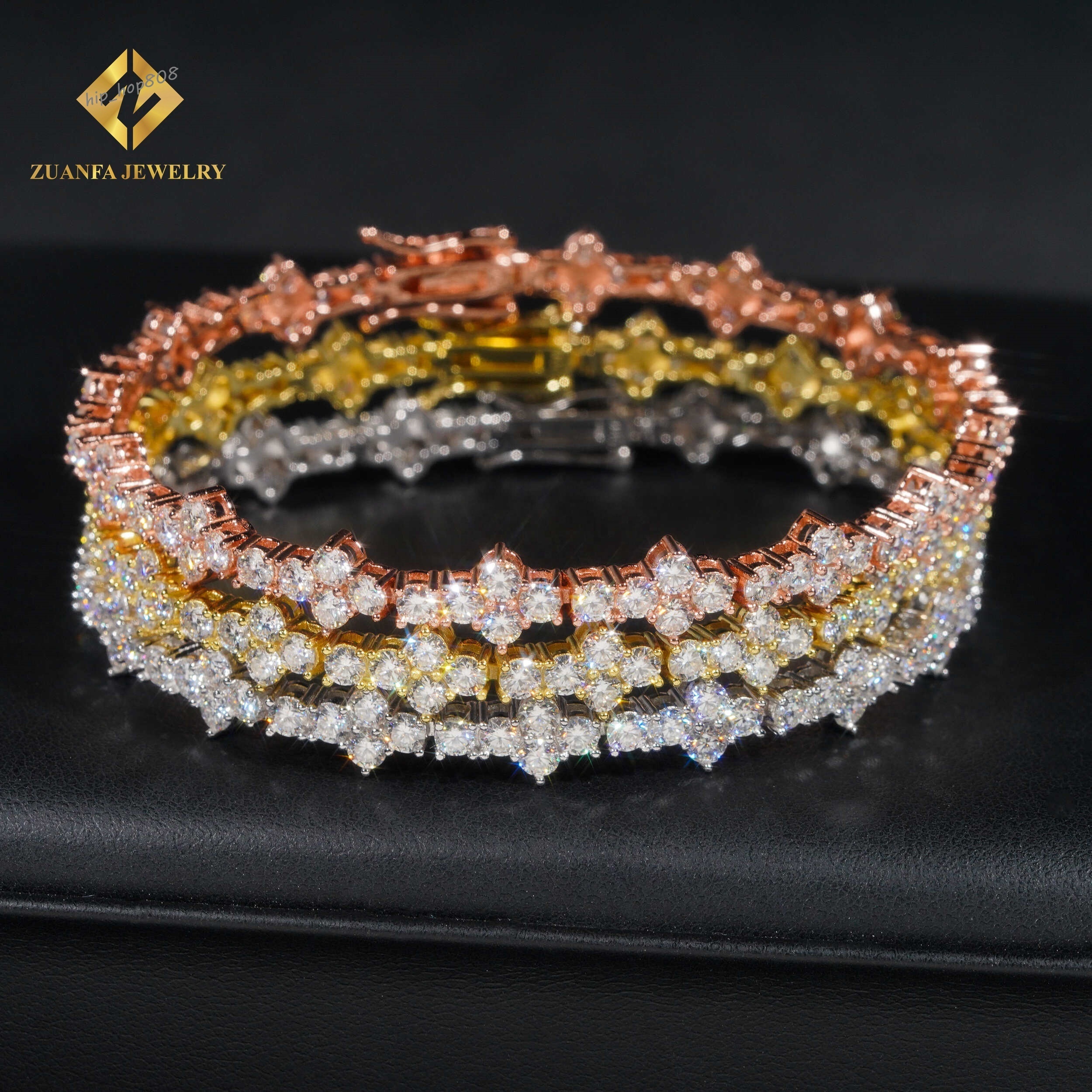 Pass Diamond Tester 3mmWholesale Price Iced Out Hip Hop S925 Silver VVS1 Moissanite Diamond Cross Hip Hop Tennis Chain Bracelet