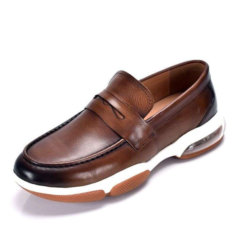 Men's Summer Genuine Breathable British Versatile Air Cushion Shoe Set, Casual Leather Shoes, One Foot Slip Loafers
