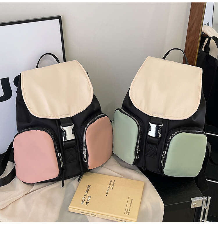 Niche Simple for Women Bags Designer Women 2025 Summer New Fashion Color-Block Backpack College Student Casual Travel Bag
