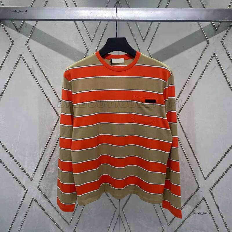 Muilys Muilys designer womens tshirt long sleeved shirts round neck striped letter logo autumn top fashion versatile miu women T shirt loose white lapel tshirts 003