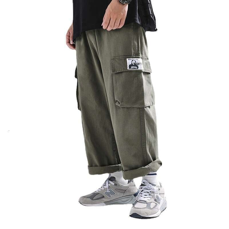 Shawn Yue Trendy Loose Fit Plus Size Cargo For Men Spring Autumn Straight Leg Youth Versatile Washed Ankle-Length Pants B5