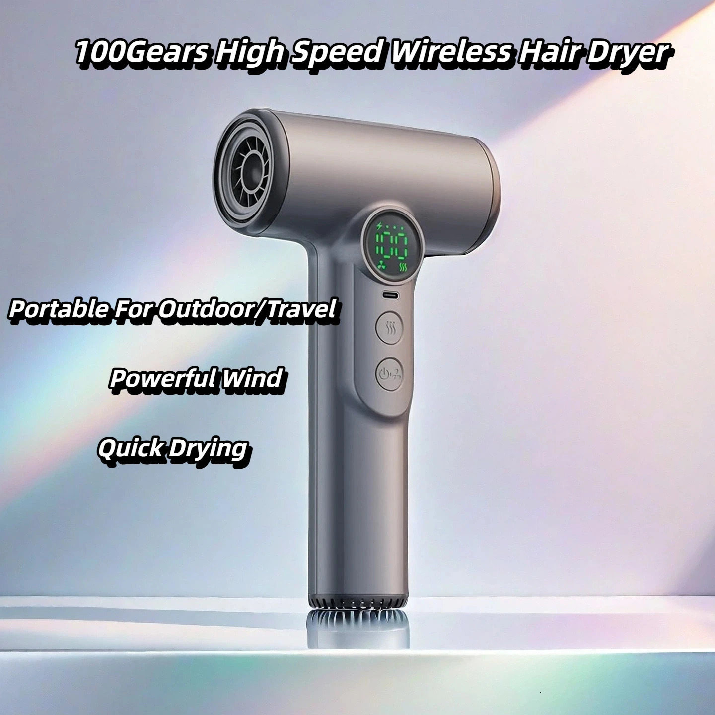 Wireless Portable 100 Gears 30000RPM High Speed Hair Dryer Quick Dry Negative Ion 15600mAh Intelligent Temperature Control 250811