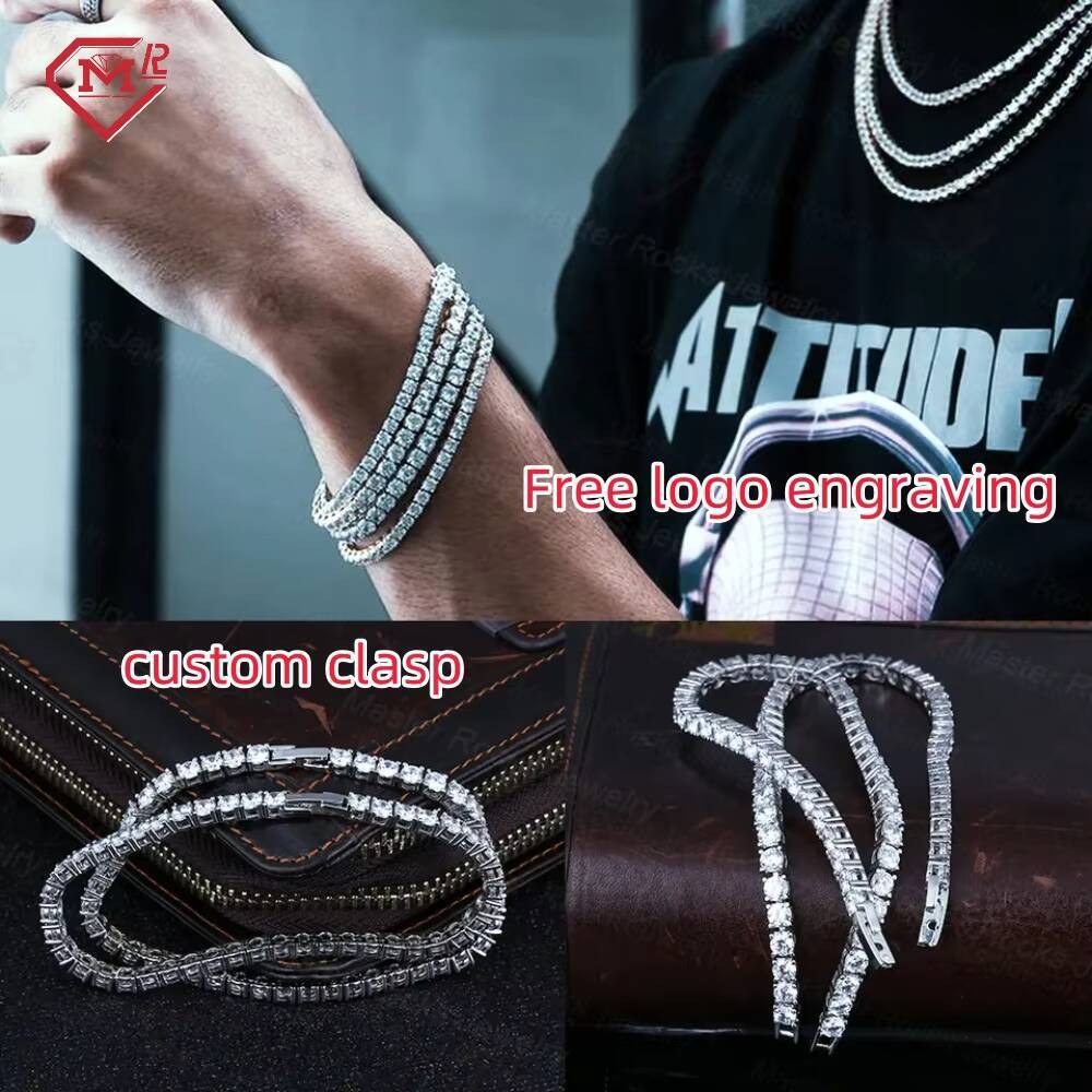 3mm 4mm 5mm Bracelet 925 Silver Iced Out Men Women Moissanite Chain Tennis Bracelets