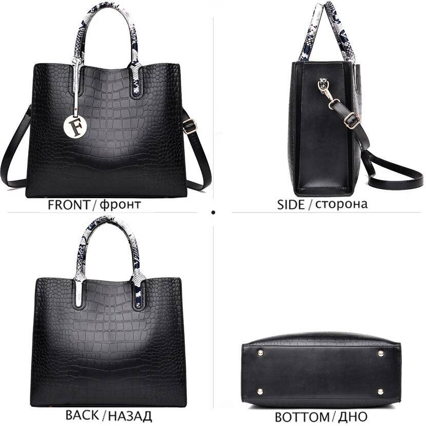 Crocodile Pattern Handbags Set Fashion Leather Crossbody Bags For Women Designer Large Capacity Tote Bag Sac A Main