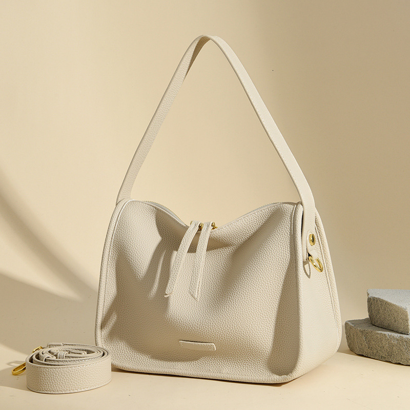 Autumn New Women's Shoulder Bag Women's Pillow Bag Women's Armpit Bag Lychee Patterned Autumn New Designer Bag New Genuine Leather Wome