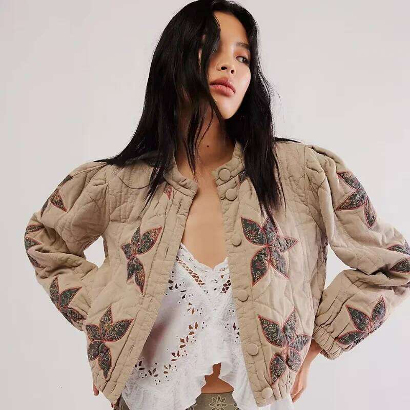 Designer Clothing 2025 Autumn Winter Printing Jacket O Neck Single Breasted Coat Long Sleeve Casual Outerwear 2024 New Bohemian High Street Lady Coats