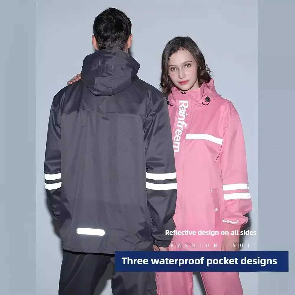 Adult Motorcycle Rider Raincoat Rainpants Waterproof Reflective Outdoor Cycling Hiking Rainproof Rain Suit Equipment Y250814