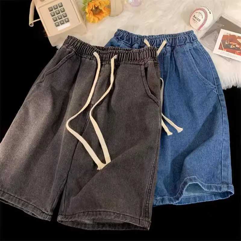 2025 New Korean Style Vintage Mens Jeans Summer Loose Male Wide Leg Knee Length Shorts New Washed Fashion Short Denim Pants Y250814