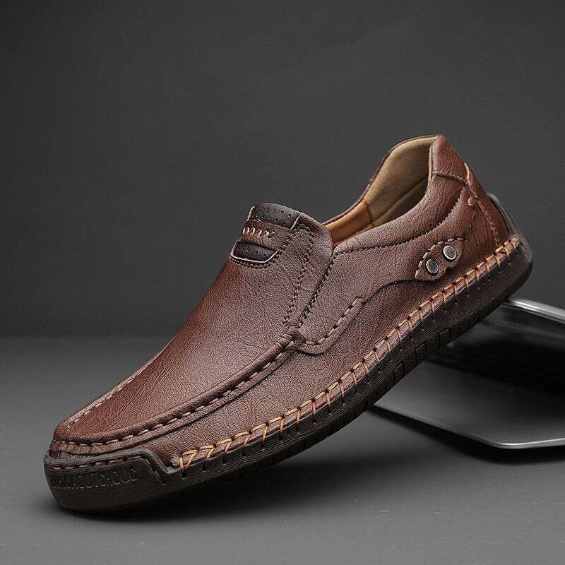Large Size Men's Handmade Loafers, Slip On Casual Low Cut Leather Shoes, Business Driving Shoes