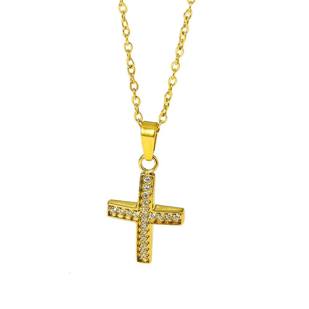 American Style Stainless Cross Jewelry for Women High-End Titanium Steel Non-Fading Zircon Necklace Accessories Jewelry for Women