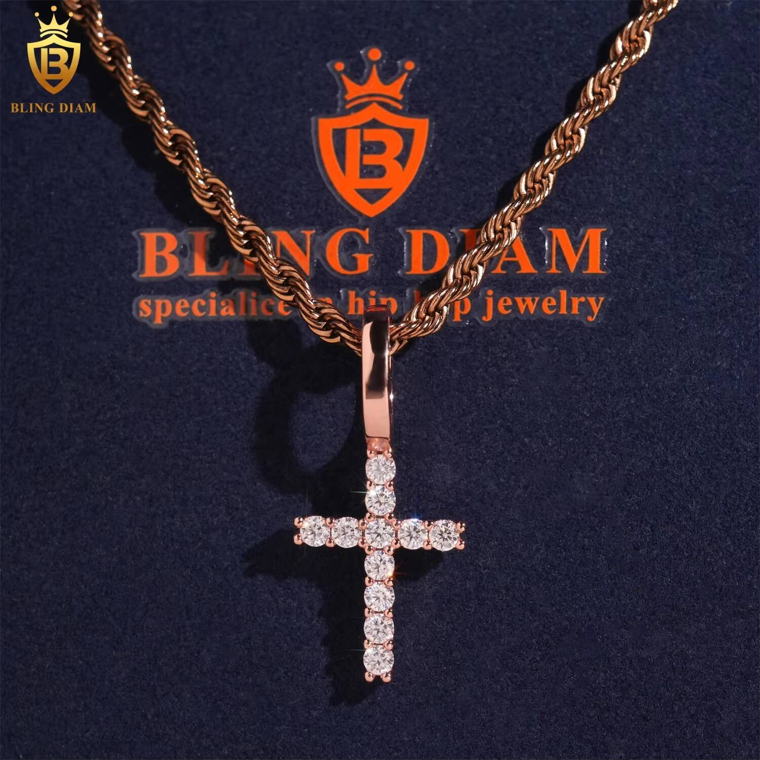 Factory Price 925 Sterling Silver VVS Moissanite Custom Hip Hop Diamond Cross Pendant