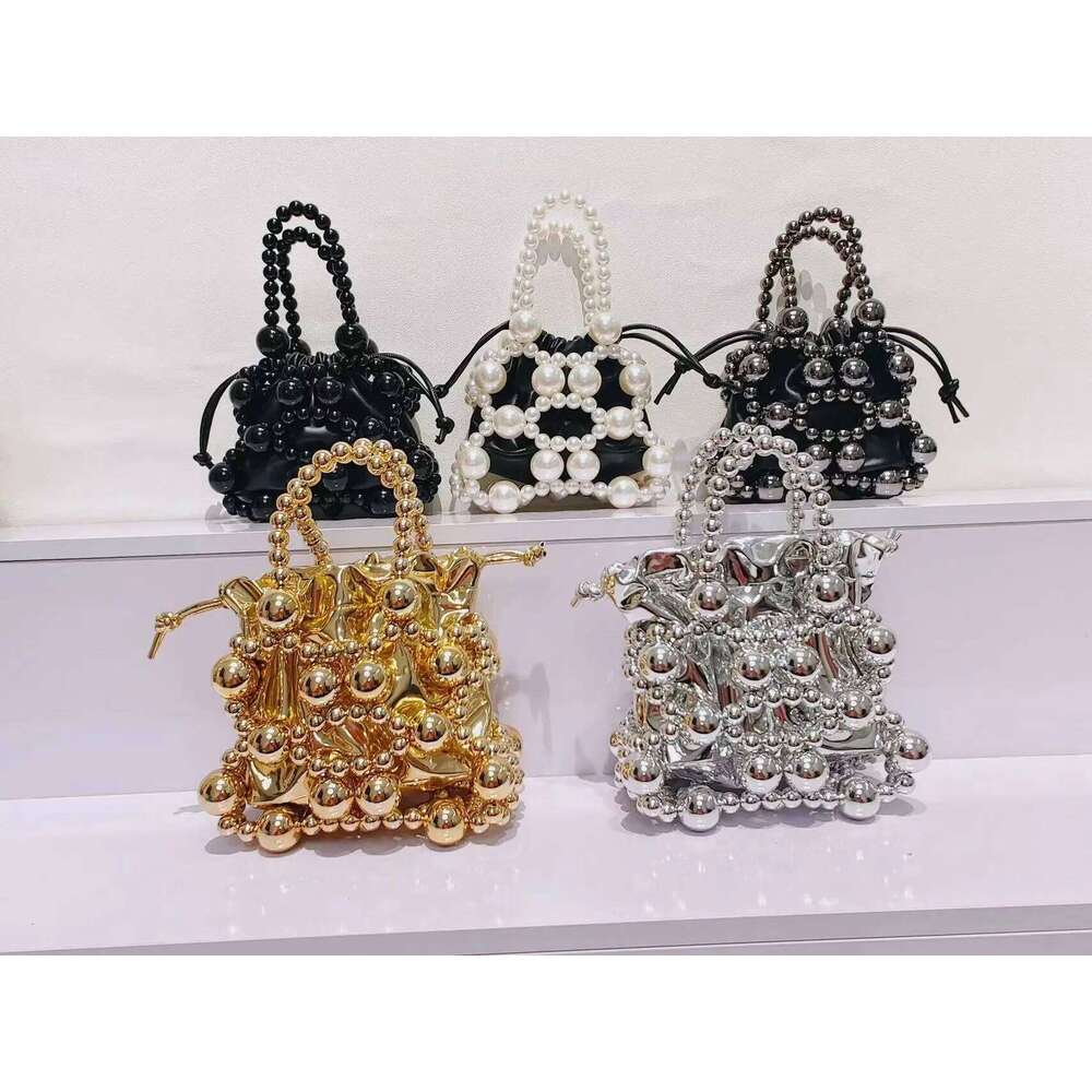 Designer bag 52 Beads Beading Handmade Women's Handbag String Pocket Bucket Fashion Evening Wedding Clutch Purse Shoulder Bag