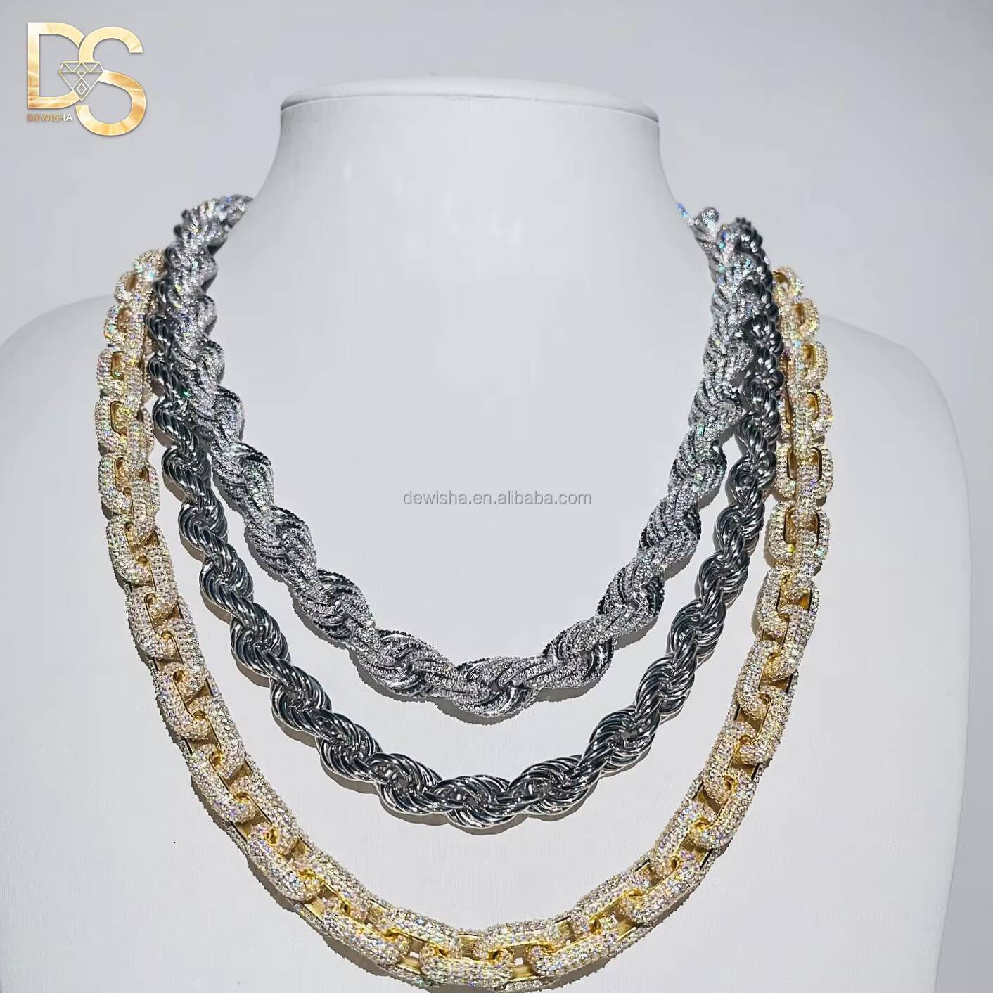 4mm 5mm 6mm 7mm 8mm 10mm Cuban Link Chain 925 Sterling Silver Rope Necklace for Men Women