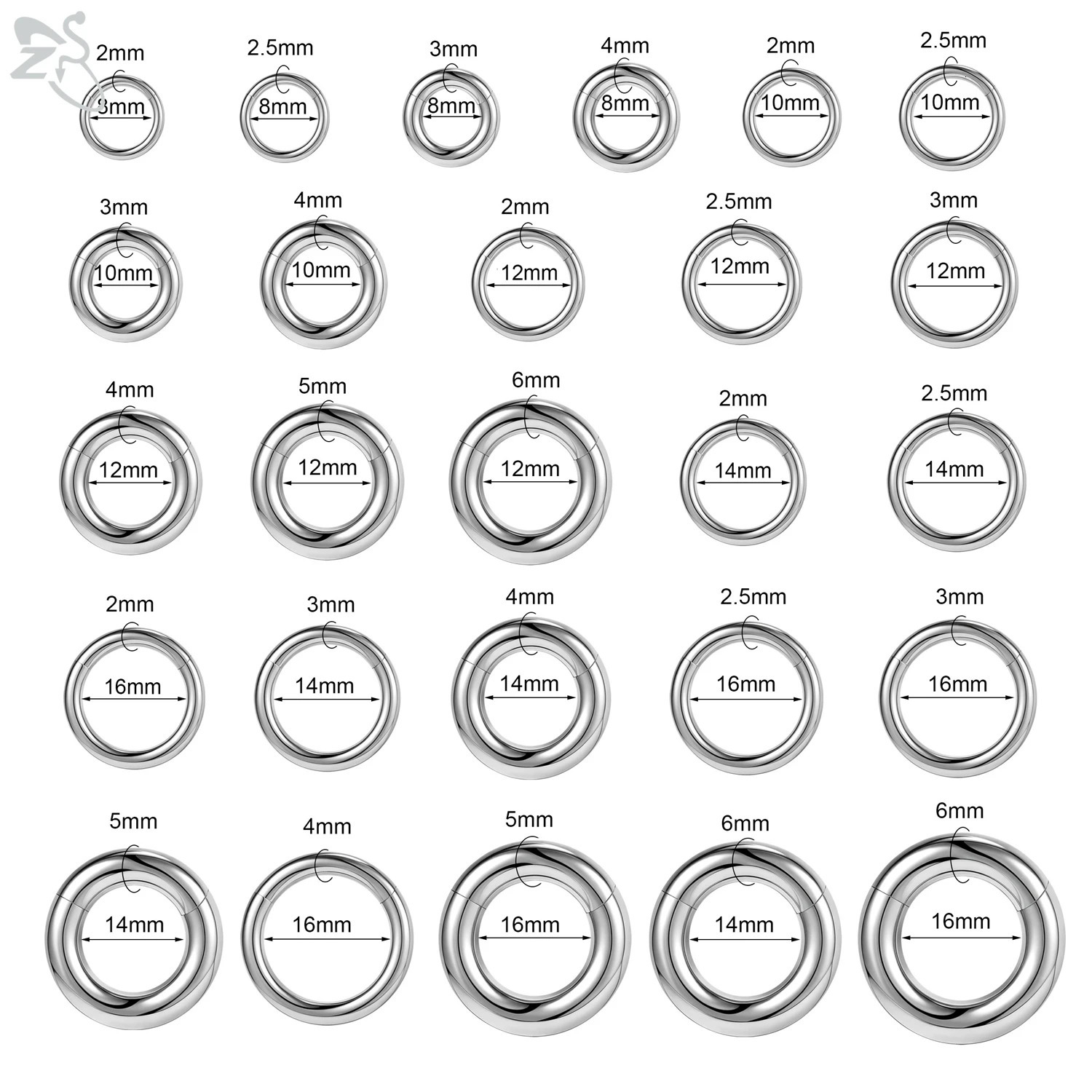 ZS 1 PC 2/4/6/8/10/12G Round F136 G23 Steel Nose Ring Men Women Large Gauge Piercings Nose Ear Expander Septum Piercing 250807