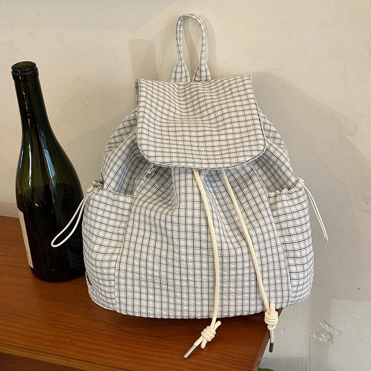 Autumn New Unisex Backpack Korean Street Nylon Atmosphere Checkered Backpack Casual Commuting Single Shoulder Backpack Autumn New Designer Bag