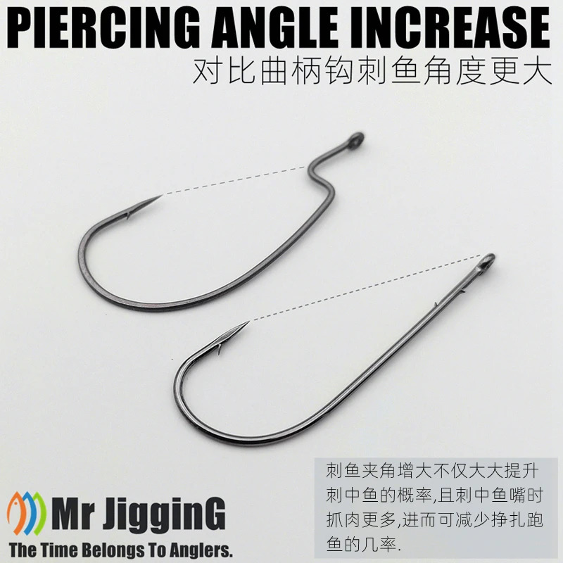 Mr JigginG 10pcs Straight Shank Worm Hooks Round Bend High Carbon Steel Inline Bass Hook With Soft Baits Texas Rig Fish Tackle 250807