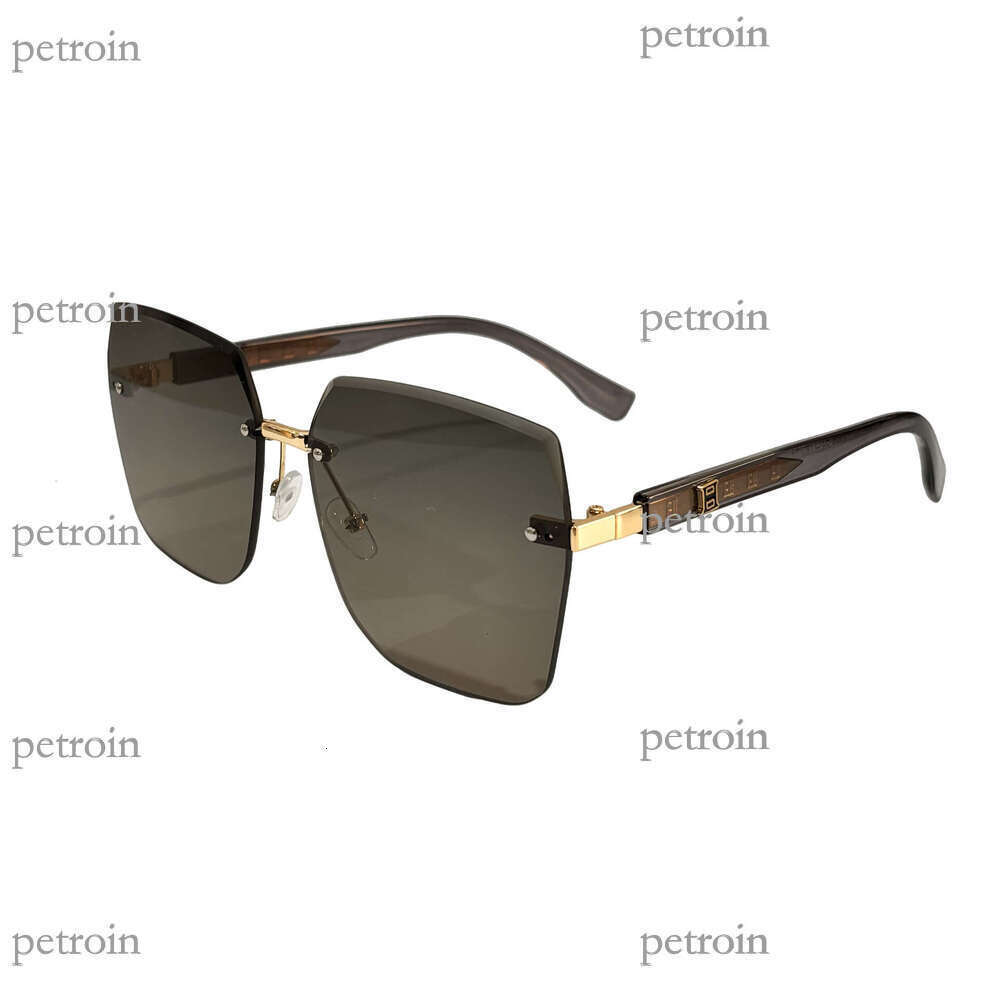 New Large Frame Polygonal No-Makeup Internet Celebrity for Women, High-End Luxury Gradient Rimless Glasses Sunglasses