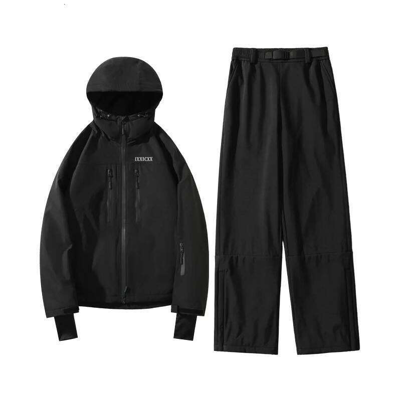S-3XL Plus Size Men Womens Loose Fit Waterproof Ski Snowboard Snowsuit Jacket Coat with Pants Two Pieces Set Winter Clothing