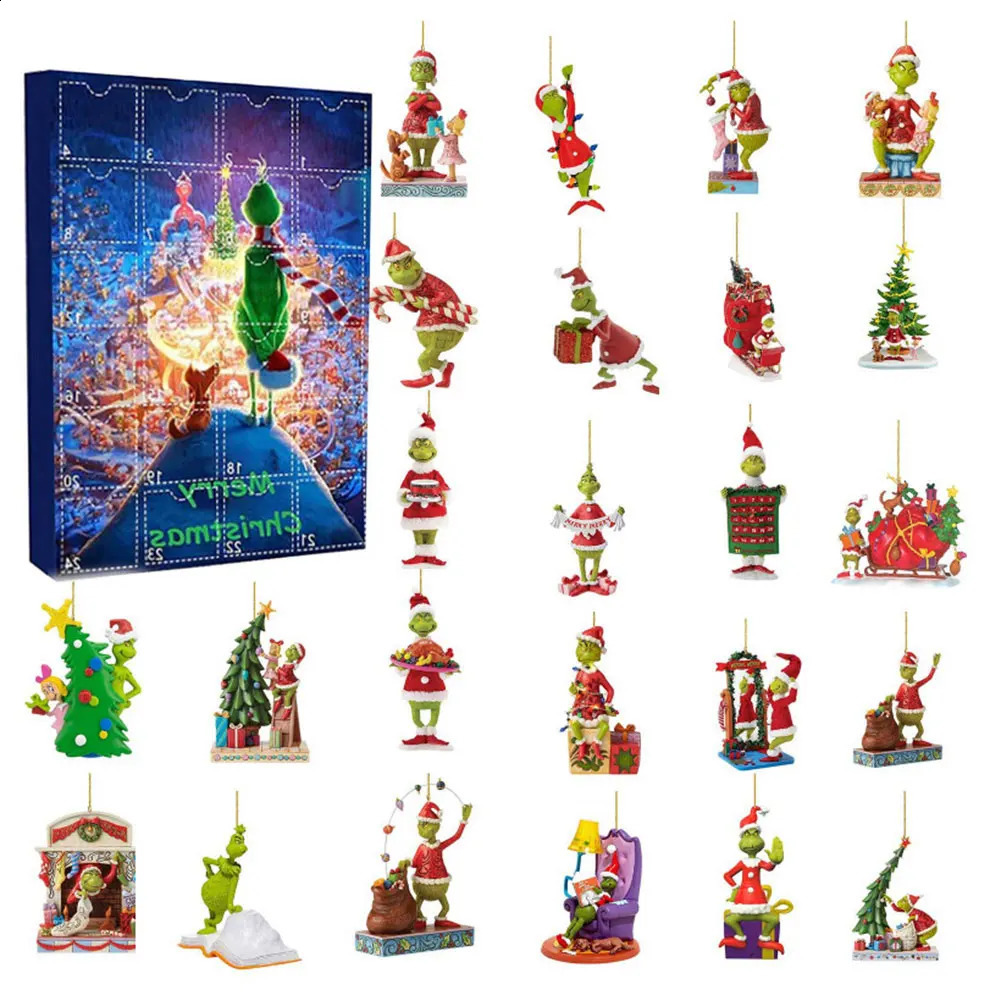 For Grinch Christmas Advent Calendar Decorative Acrylic Animal Pendant Calendar Christmas Holiday Decor for Kids Boys Girls 250815 - view 3