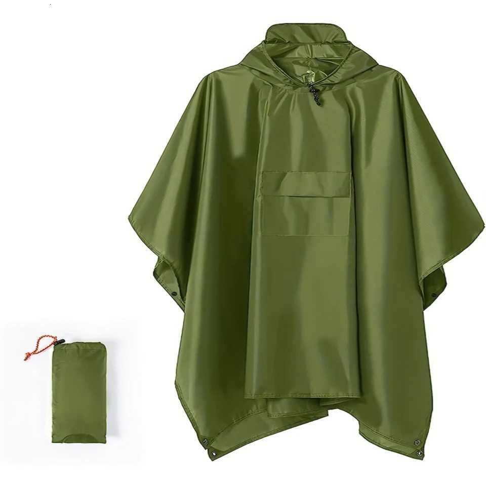 Versatile Mens 3-in-1 Raincoat Waterproof Hooded Poncho with Drawstring Lightweight for All-Season Hiking and Camping Y250814