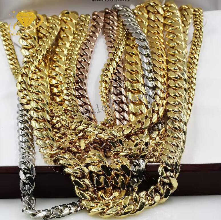 Men Heavy Miami Cuban Link Chain Choker Gold Plated 925 Silver Cuban Chain Hip Hop 8mm 12mm 16mm 20mm Cuban Necklace/Bracelet
