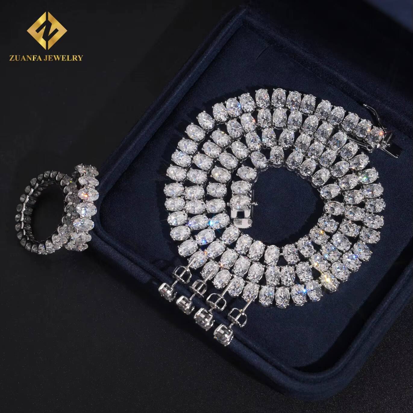 Fashion Wedding Ring VVS Ice Out Moissanite 925 Sterling Silver Oval Cut Rings Engagement Ring for Women Men