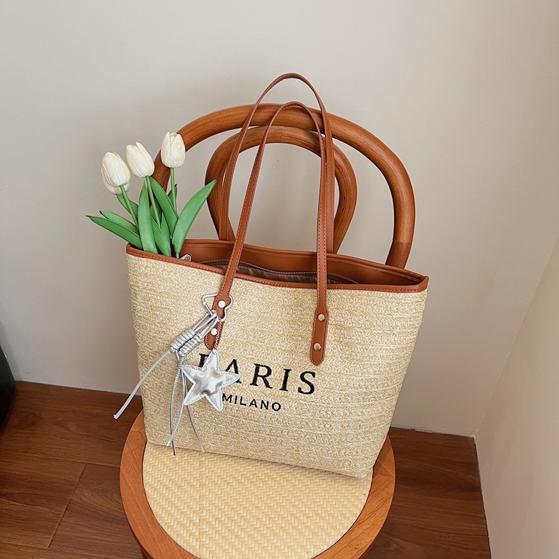 New Women's Beach Bag Free Shipping Designer Fashion Letter Shoulder Bag Handbag Large Capacity Luxury Leisure Vacation Handmade Woven Bag