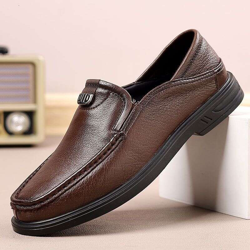 New Sheepskin Casual Leather Sole, Soft Genuine Leather, One Step Kick, Lefu Shoes, Men's Versatile